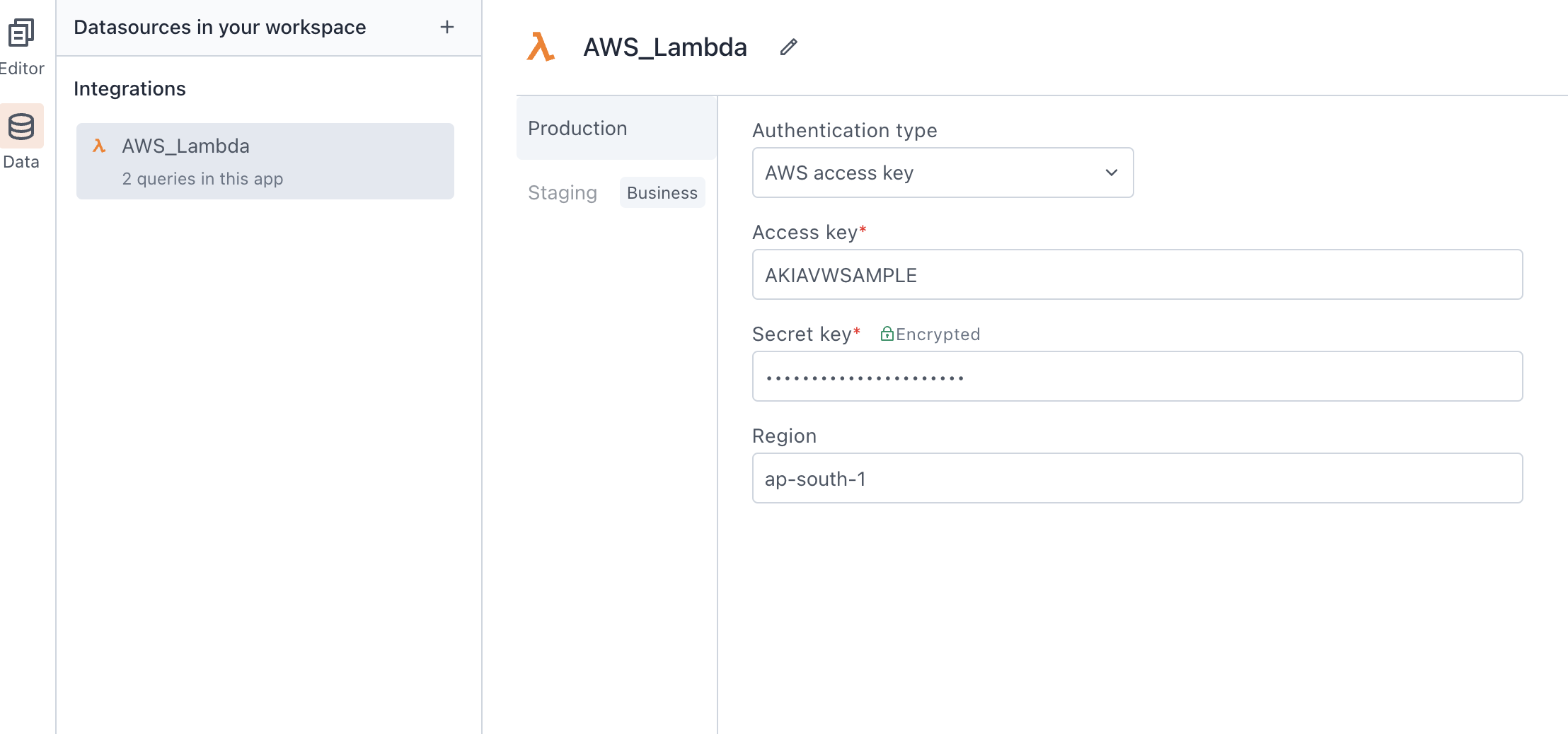 AWS Lambda datasource